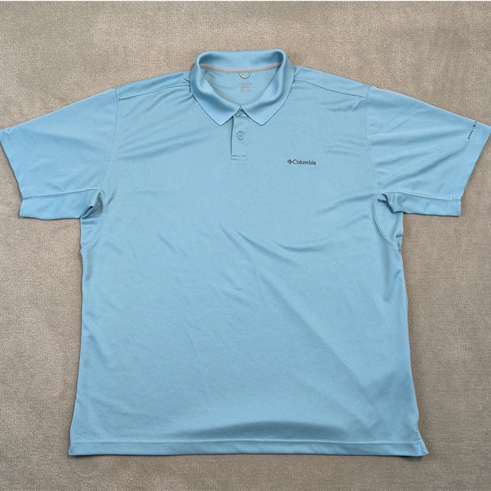 Columbia Polo Shirt Mens XXL Blue Omni-Shade Performance Short Sleeve Hiking